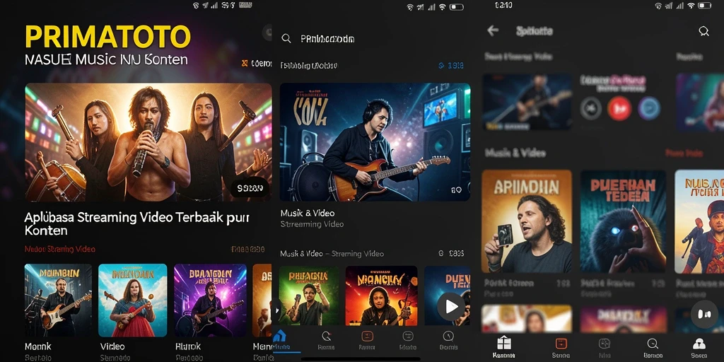 Antarmuka PRIMATOTO dengan berbagai pilihan video streaming.