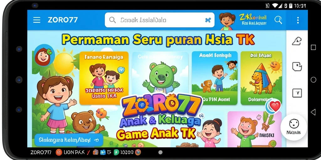Antarmuka menarik dan penuh warna dalam aplikasi Game Anak TK.