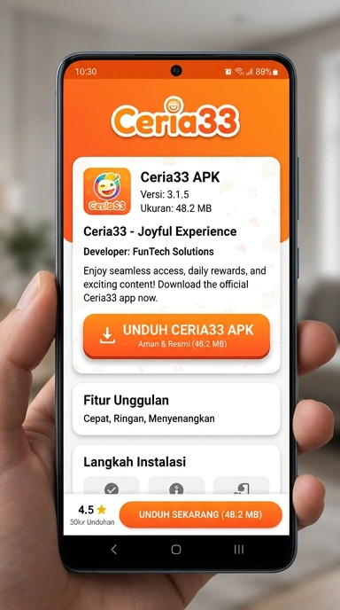 Tampilan halaman APK ceria33