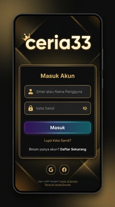 Tampilan halaman login ceria33